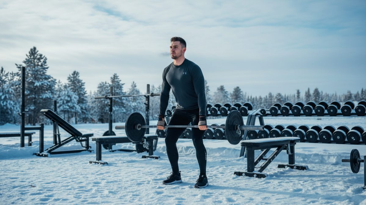 Person performing a barbell Romanian deadlift during a lower body workout session